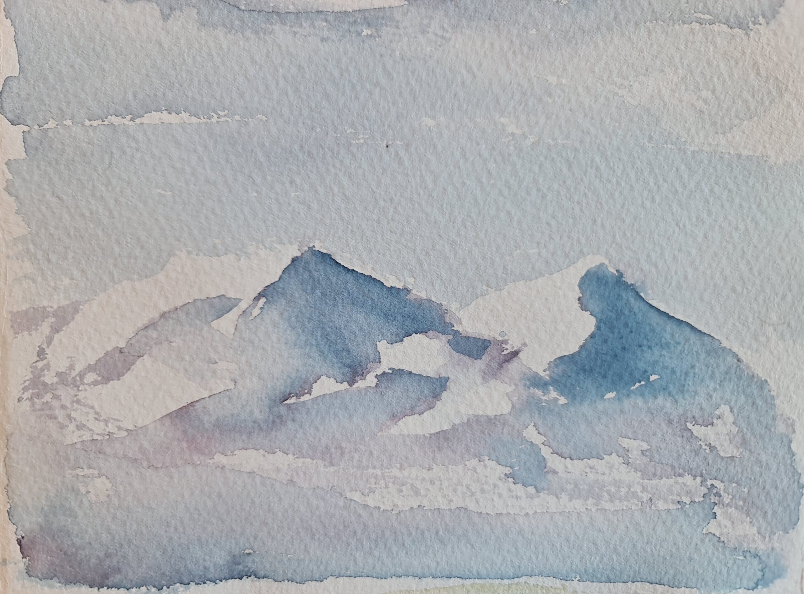 'Snabb skiss av bergstoppar' - akvarell - Marta Andertun Thomasson