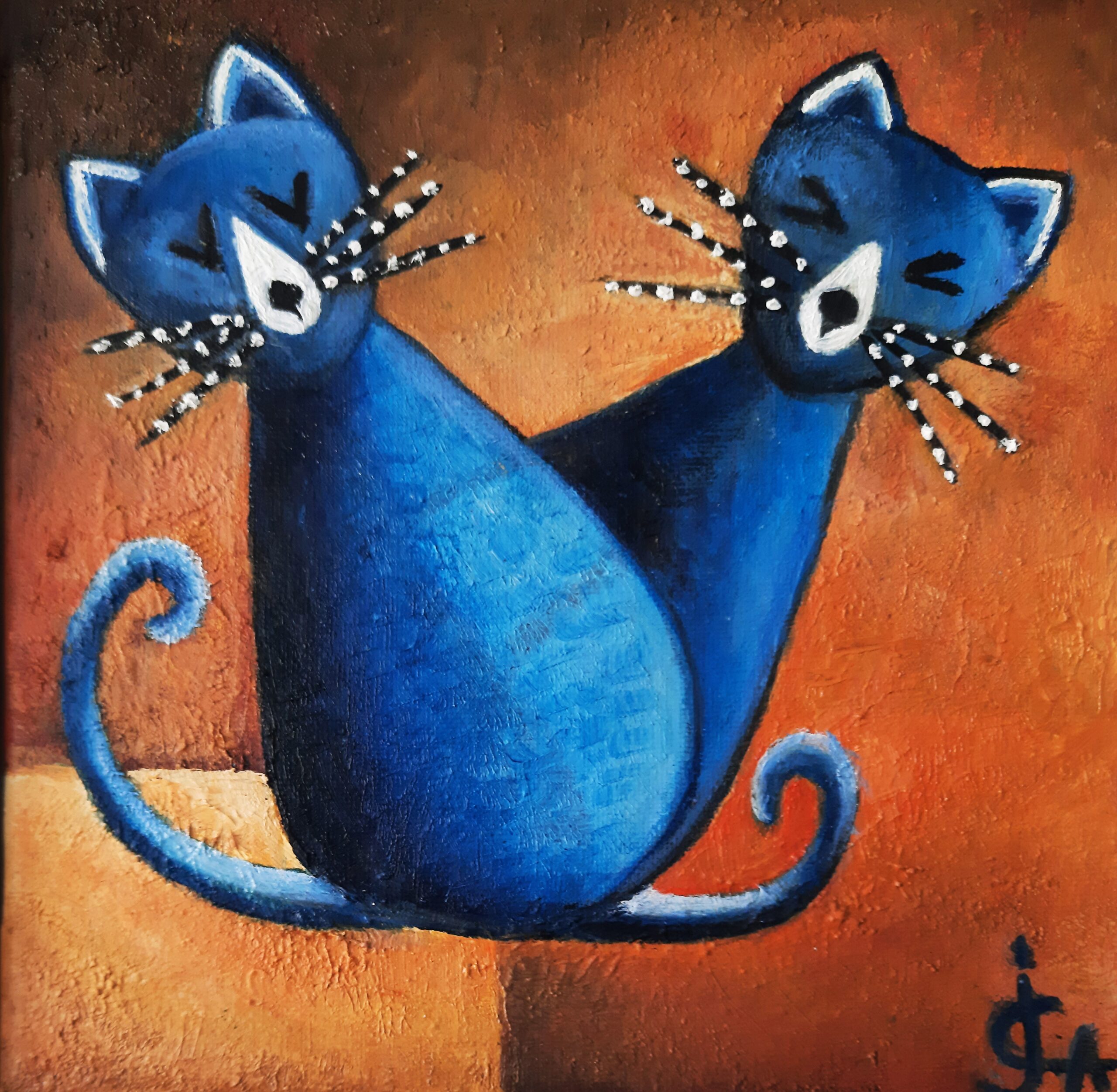 'Kattduo' - akryl - Christina Jiglund